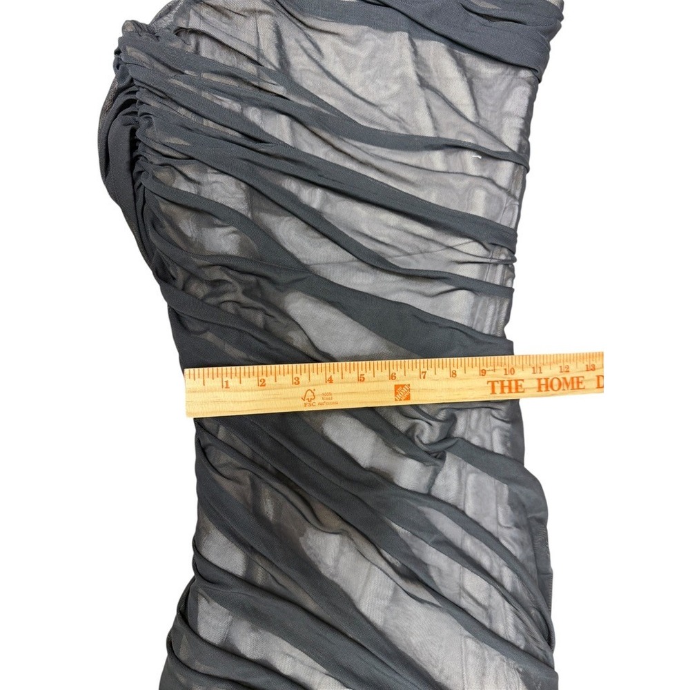 VICI Black One Shoulder Ruched Mesh Mermaid Maxi Dress Formal Evening XL NWT! - Picture 8 of 15